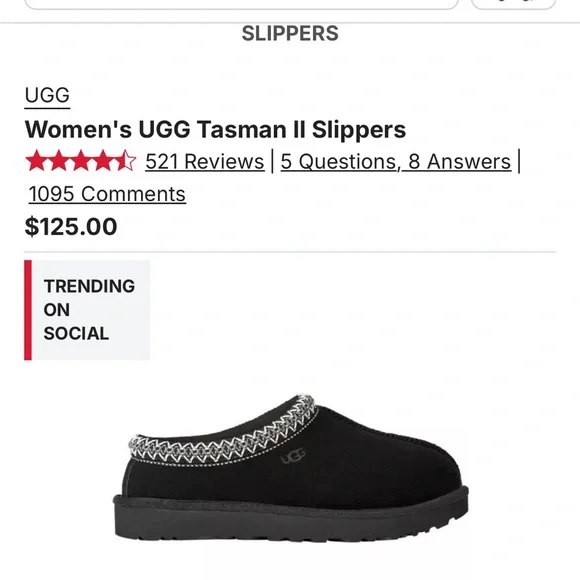 Women’s Ugg Tasman II slippers sz 6 black - Picture 7 of 8